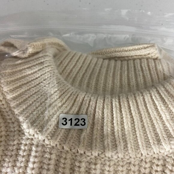 Everlane The Texture Cotton Crew Contrast Trim Sweater Knit Womens XXS Ivory - Picture 5 of 5